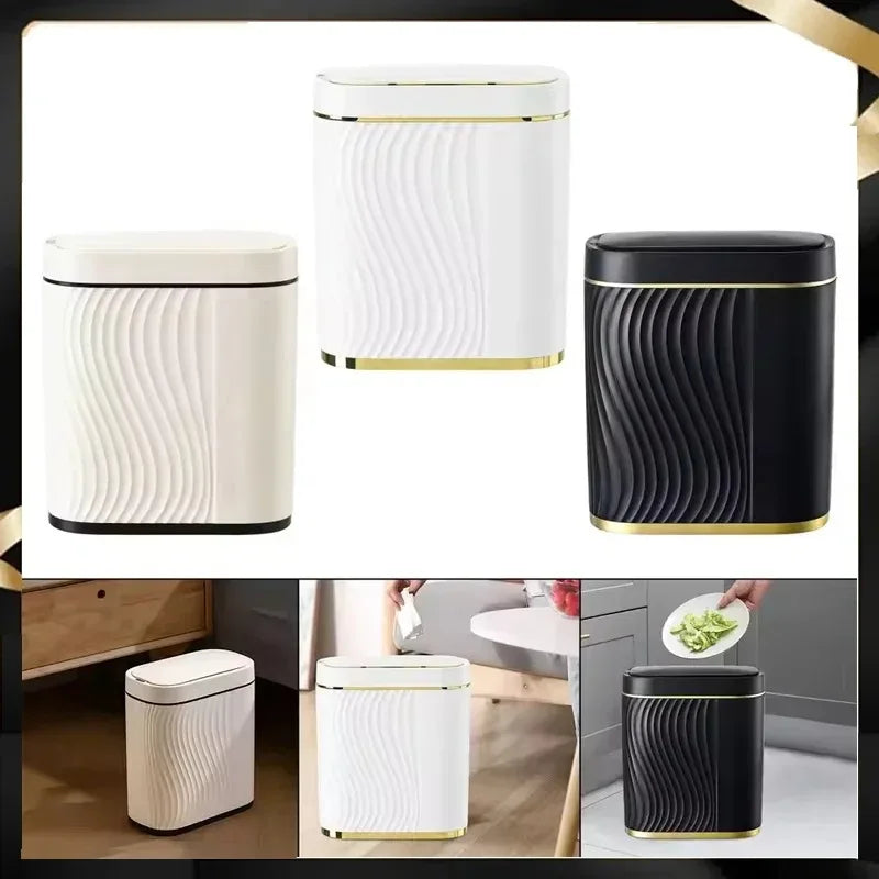 Lixeira Inteligente Sensor Slim — Automática Estreita com Tampa para Banheiro Espaços Pequenos