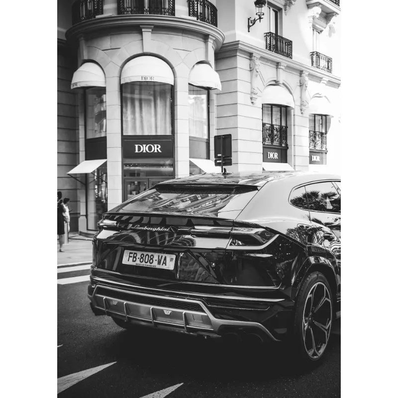 Quadro Decorativo Carro de Luxo Preto e Branco — Arte Moderna para Sala e Quarto