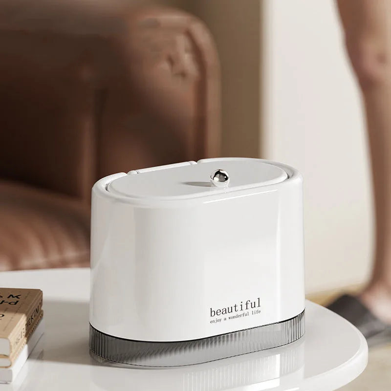 Mini Lixeira de Mesa com Tampa de Pressão — Compacta Multiuso para Escritório e Banheiro