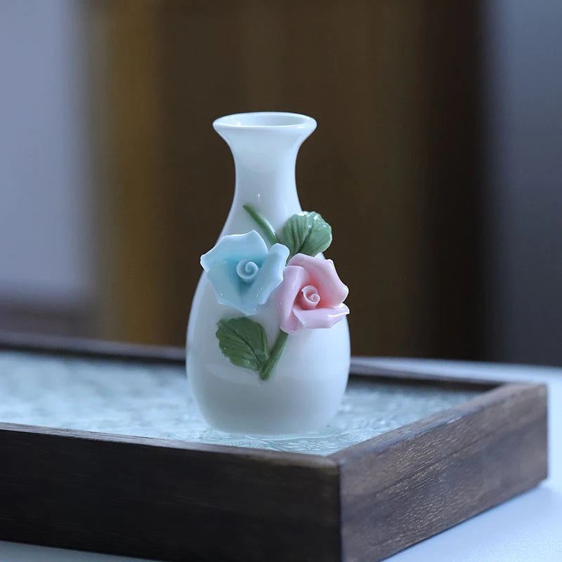 Vaso Cerâmica Mini Chinês Retrô — Porta-Palito e Porta-Hastes Decorativo
