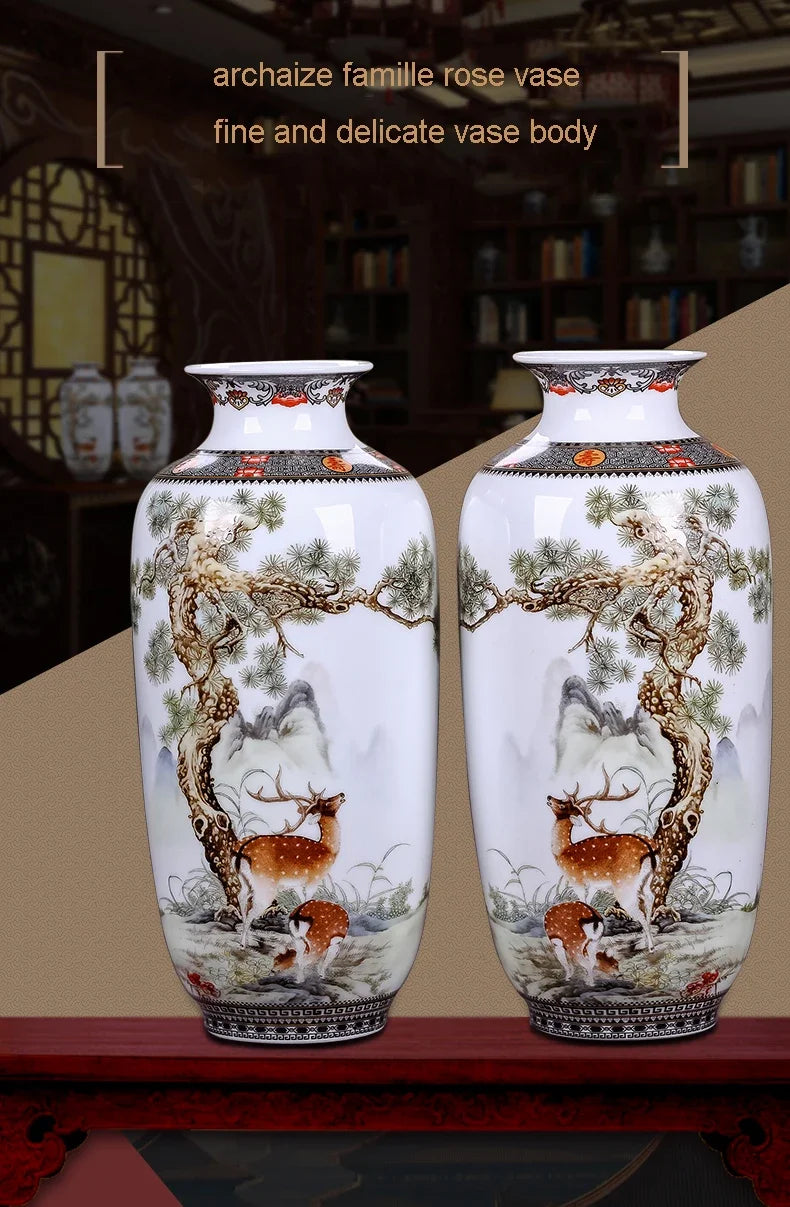 Vaso Cerâmica Jingdezhen Tradicional Chinês — Para Flores e Decoração de Sala