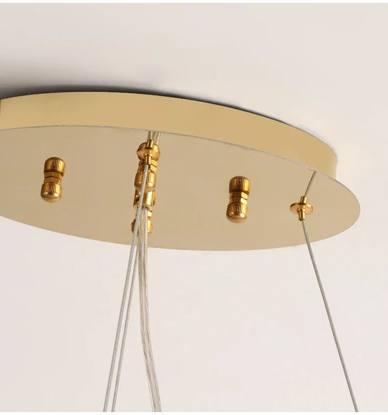 Lustre de Cristal Dourado LED — Pendente de Luxo para Sala