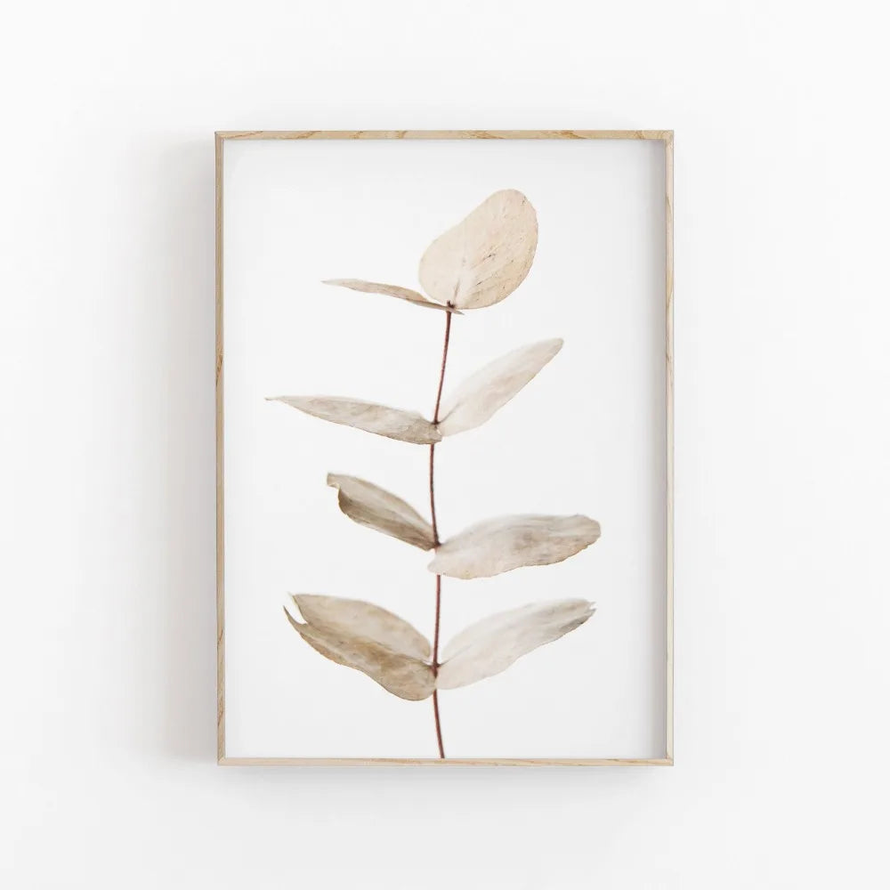 Quadro Decorativo Eucalipto e Palmeira — Arte Botânica Nórdica Minimalista para Sala