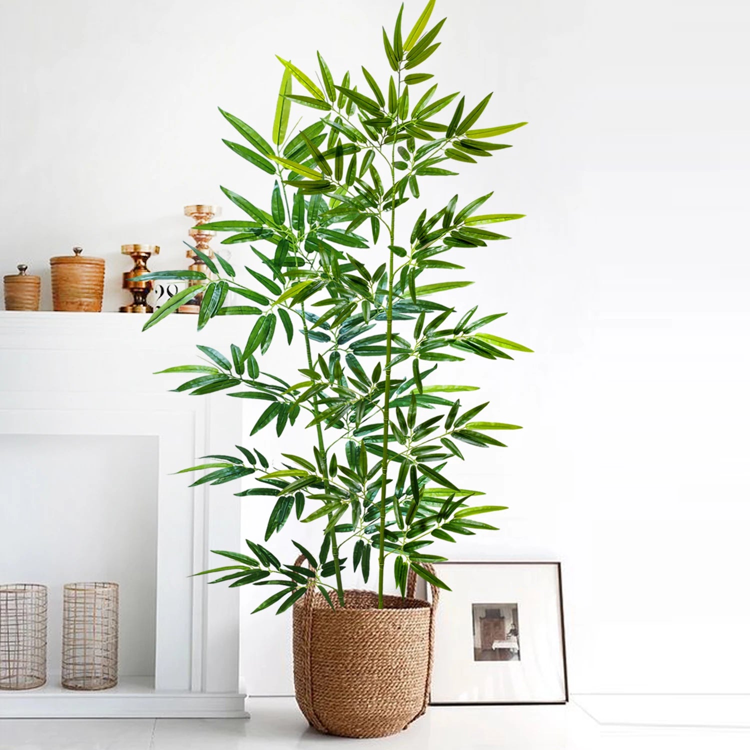 Bambu e Monstera Artificial 100 a 180cm — Exuberância Tropical Permanente para Jardim e Casa
