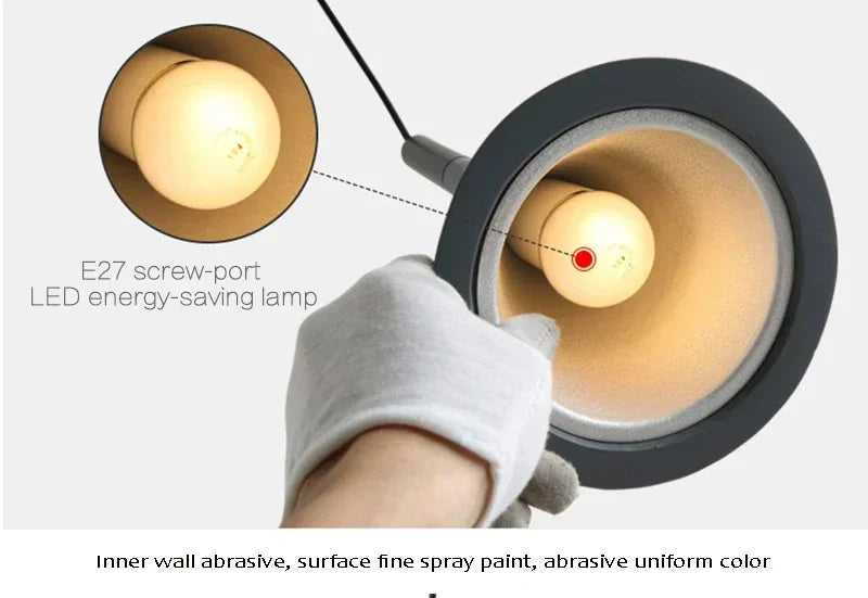 Pendente LED E27 Preto e Branco — Luminária de Mesa para Quarto e Sala de Jantar
