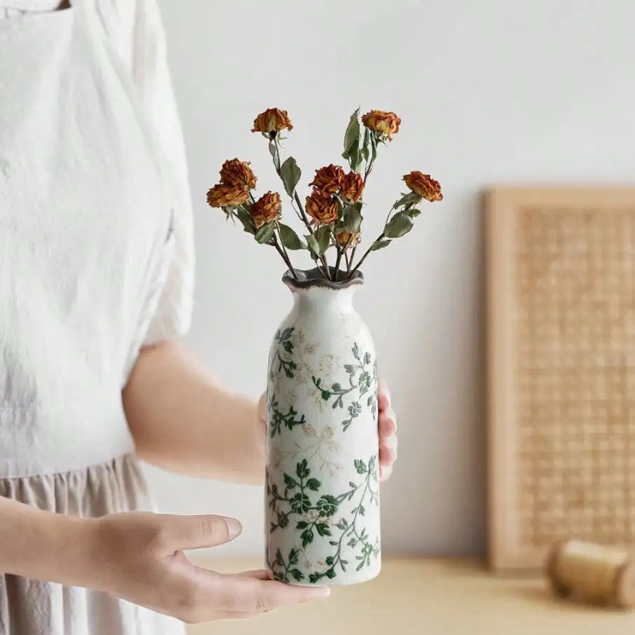 Vaso de Cerâmica Craquelado — Vaso Decorativo para Flores e Presentes