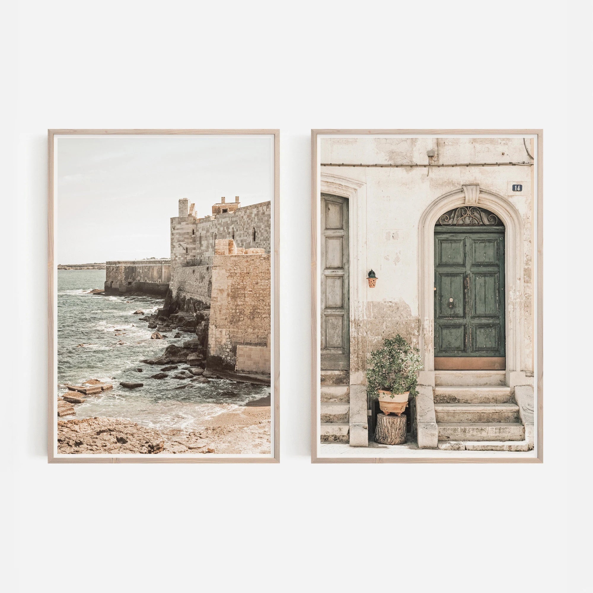 Kit 2 Quadros Oliveira e Vaso — Arte Botânica Retrô para Sala
