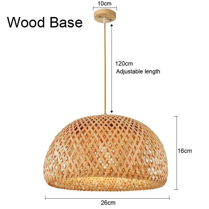 Pendente de Bambu Tecido a Mao — Luminaria Artesanal Boho