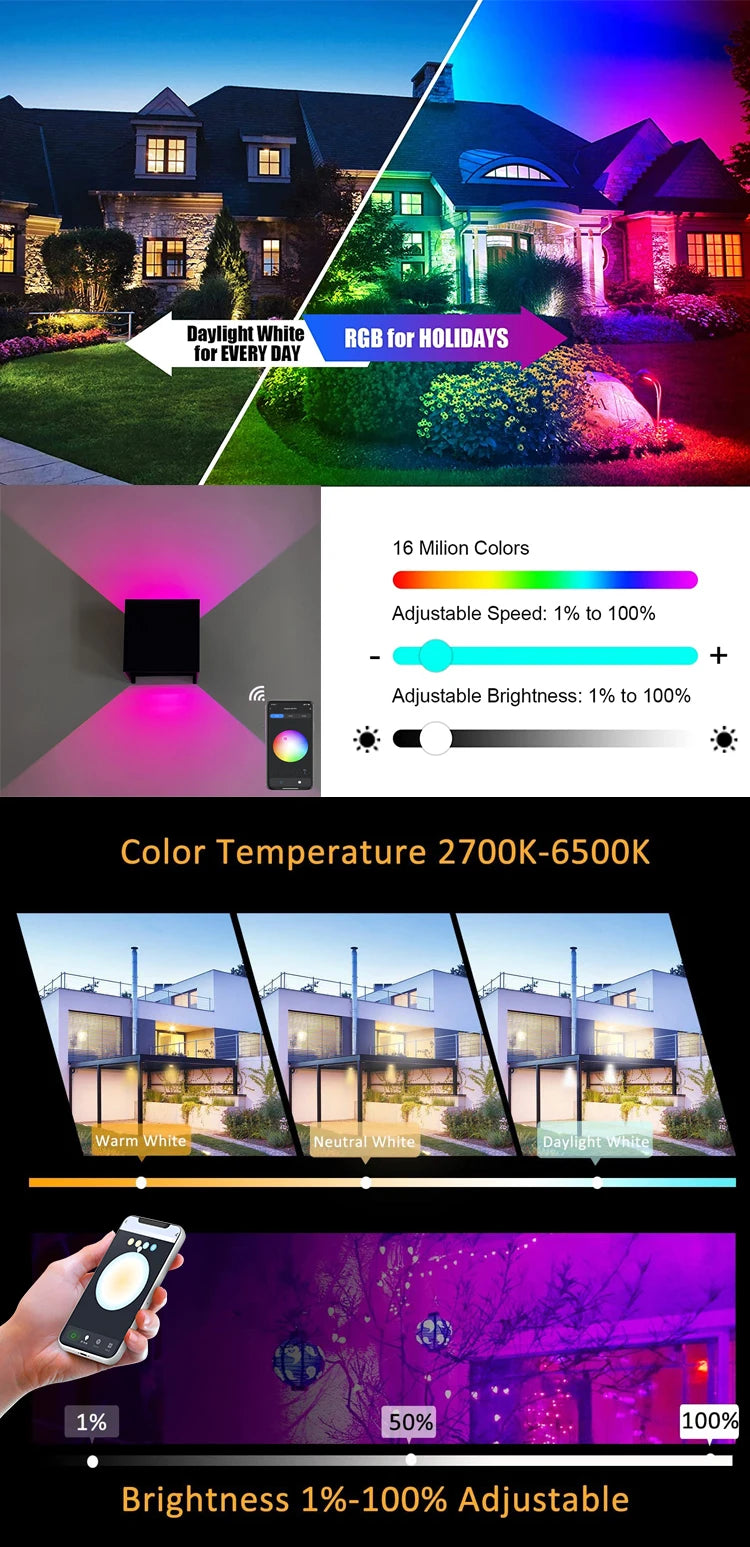 Arandela LED Smart 12W RGB WiFi e Zigbee — Controle por App Atmosfera Decorativa