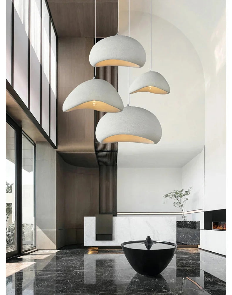 Lustre LED Estilo Wabi Sabi E27 — Pendente para Sala de Jantar, Quarto e Bar