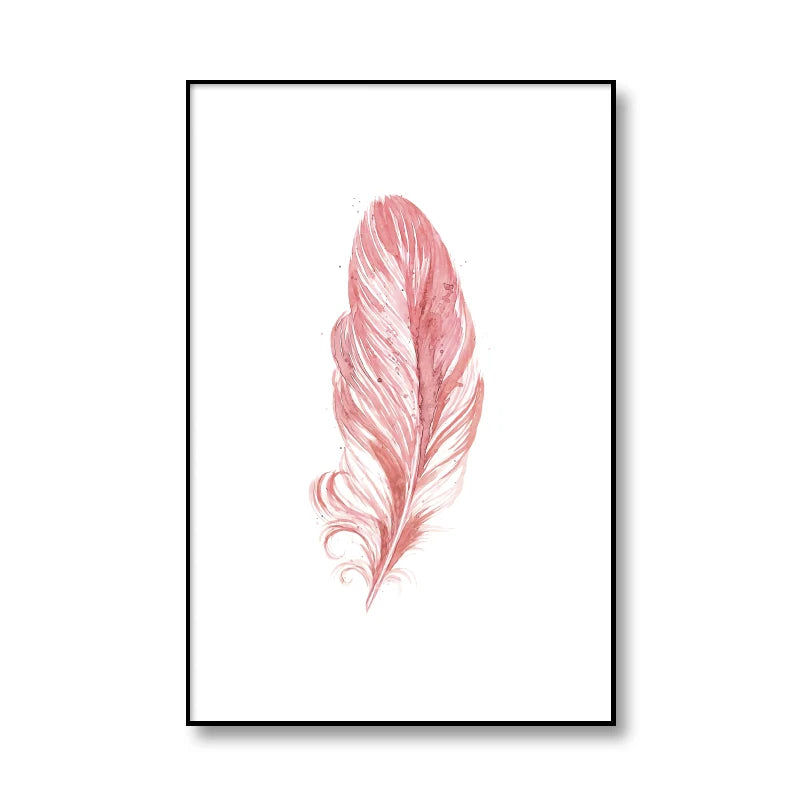 Quadro Decorativo Pena Rosa com Frase Inspiradora — Arte para Quarto Feminino