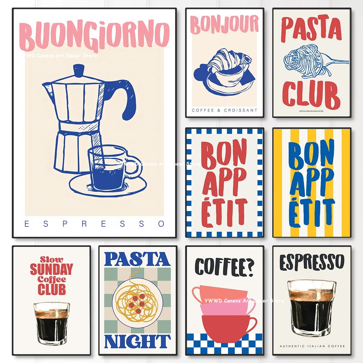 Quadro Decorativo Bon Appetit Cozinha — Arte de Cafeteira para Sala de Jantar