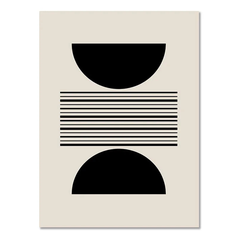 Quadro Decorativo Geométrico Boho Preto e Bege — Arte Abstrata para Sala