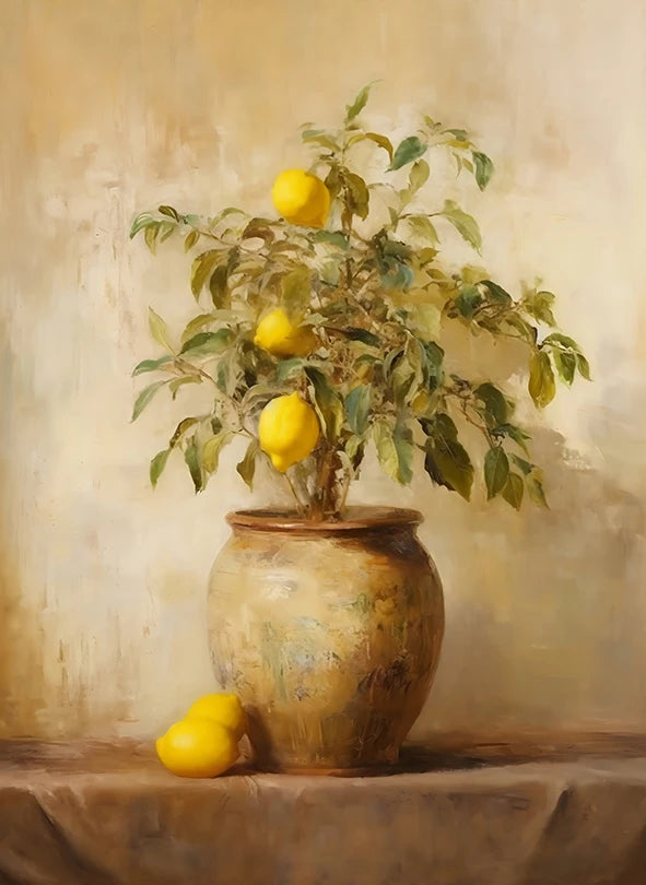 Quadro Decorativo Jardim de Limões Retrô — Arte Botânica para Sala e Escritório