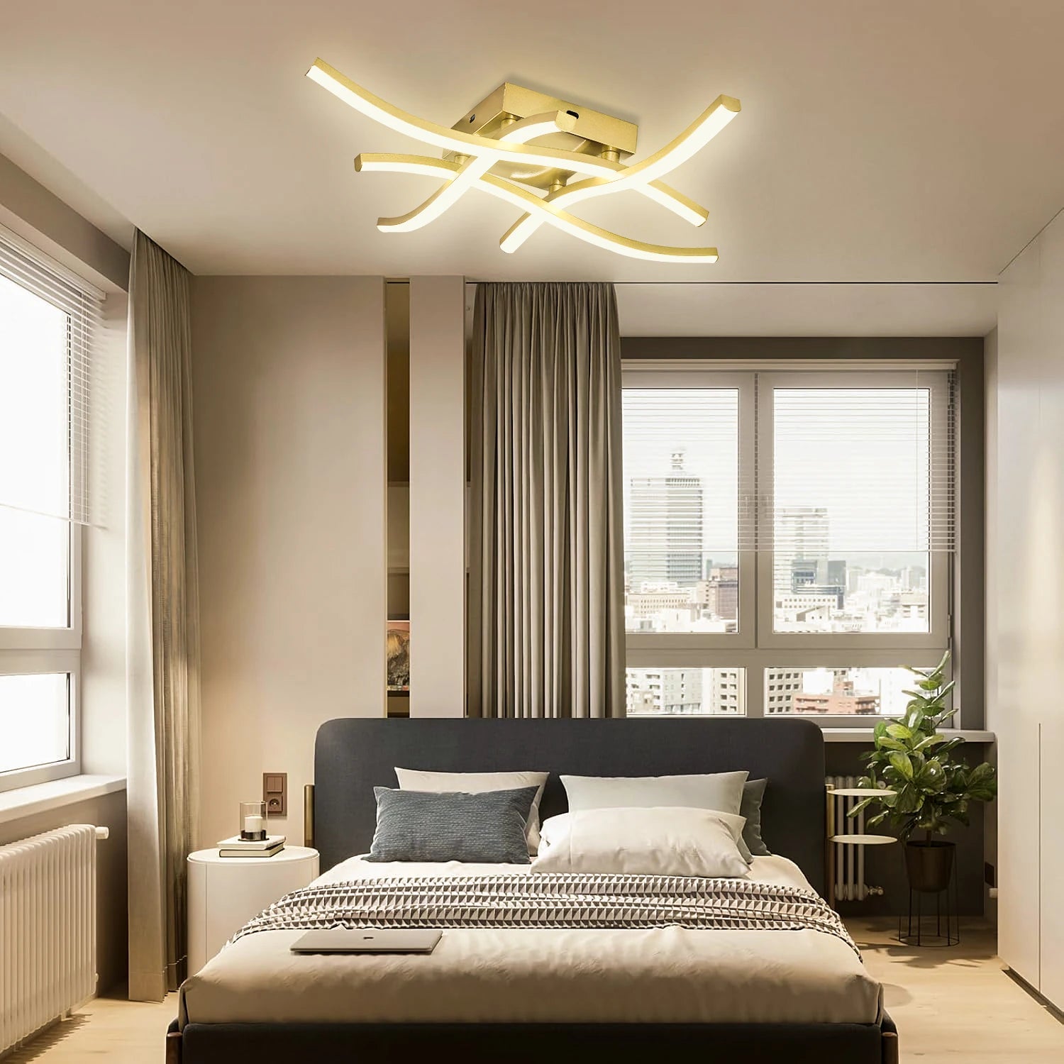 Luminária de Teto LED Ondulada Embutida — 3 Tons de Luz para Sala, Quarto e Corredor