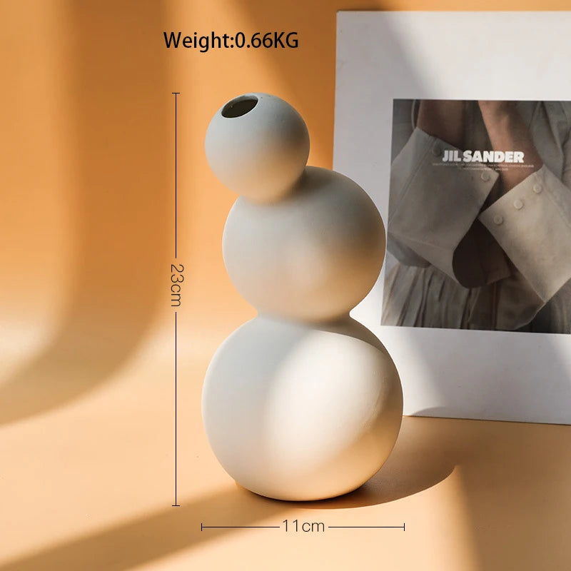 Vaso Cerâmica Branco Nórdico para Flores Artificiais — Figurine Decorativa para Sala