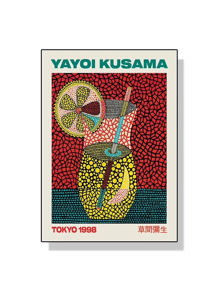 Quadro Decorativo Aboboras e Flores Yayoi Kusama — Arte Abstrata para Sala
