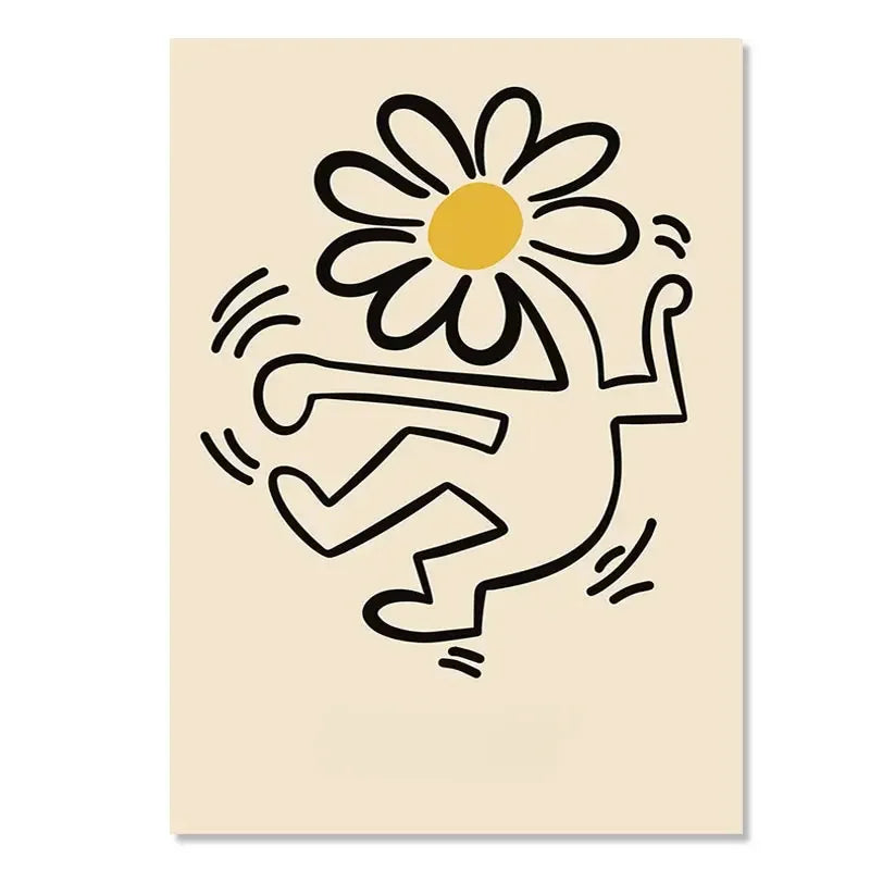 Quadro Decorativo Flores Abstratas — Arte Inspirada em Matisse e Kusama para Sala