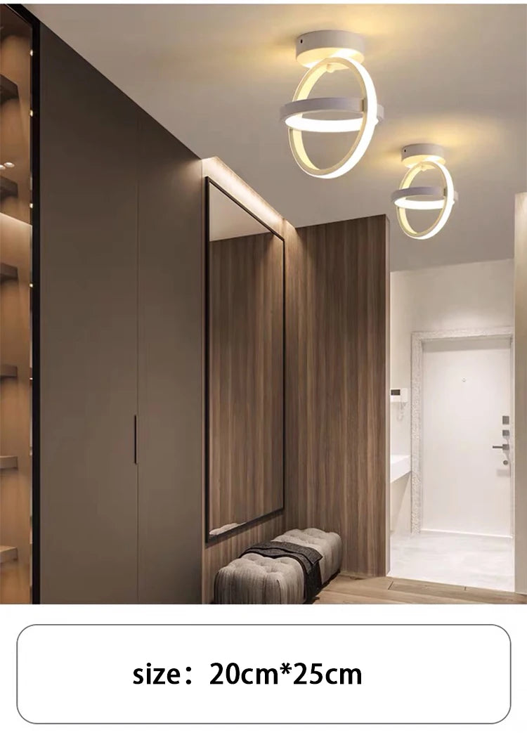Luminária de Teto LED Moderna 2 Anéis — 3 Tons de Luz para Corredor, Varanda e Escritório
