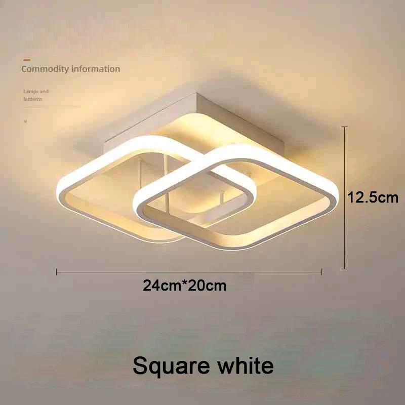 Luminária de Teto LED Moderna 2 Anéis — 3 Tons de Luz para Corredor, Varanda e Escritório
