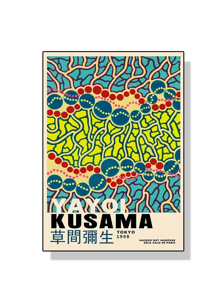 Quadro Decorativo Aboboras e Flores Yayoi Kusama — Arte Abstrata para Sala