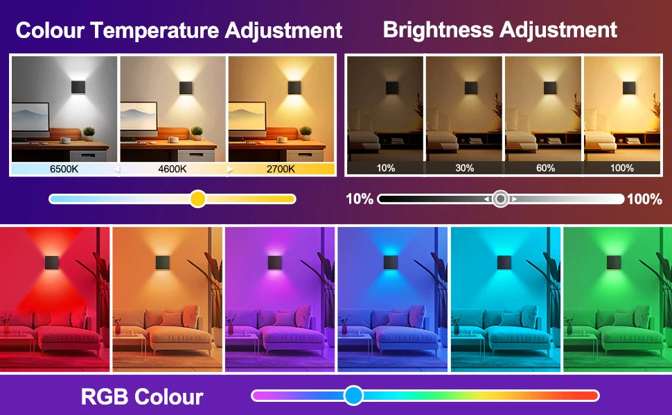 Arandela LED Smart 12W RGB WiFi e Zigbee — Controle por App Atmosfera Decorativa