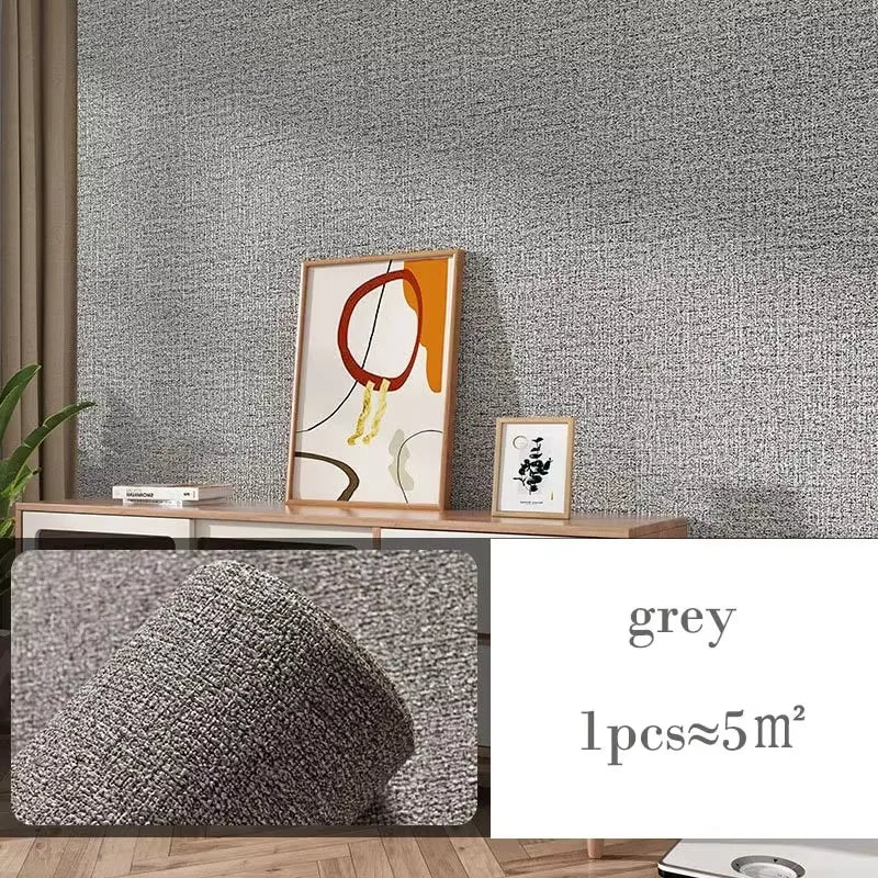 Papel de Parede Linho Liso Impermeável Autocolante — Textura Natural para Quarto e Sala