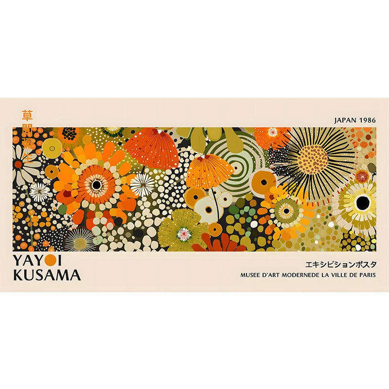 Quadro Decorativo Flores Yayoi Kusama — Arte Japonesa para Sala