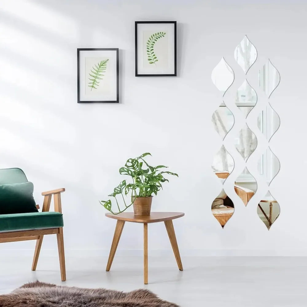 Adesivo Espelho Gota d'Água Acrílico 3D Kit 10 a 30 Peças — Decoração DIY para Sala
