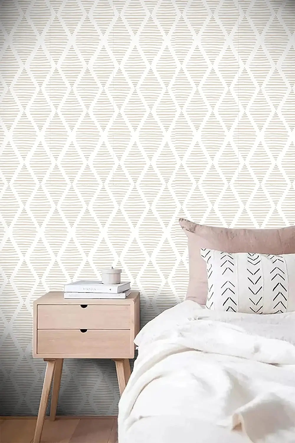Papel de Parede Listrado Bege e Branco Autocolante — Clássico Moderno para Quarto e Gavetas