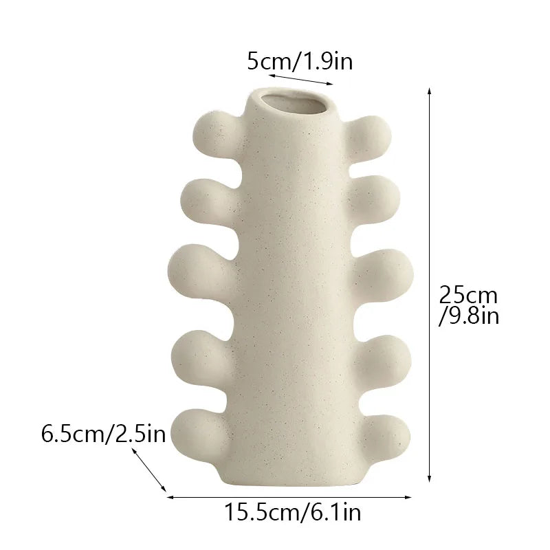 Vaso Cerâmica Sem Esmalte CAPIRON — Branco Boho Nórdico para Flores Secas e Casamento
