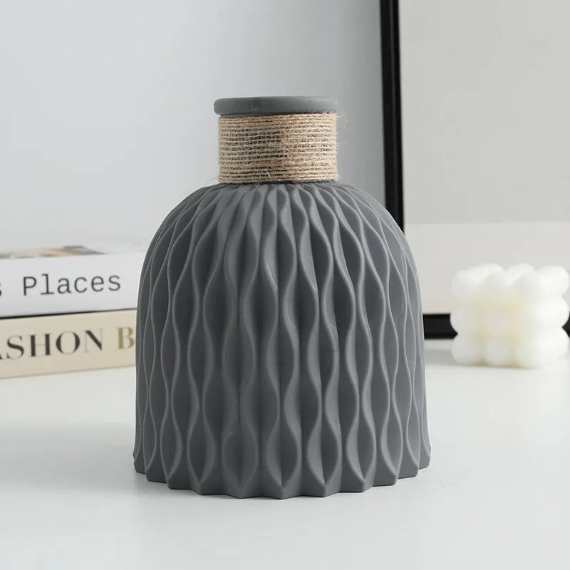 Vaso Plástico Estilo Cerâmica Trançado Abacaxi — Arranjo Floral Criativo Decoração