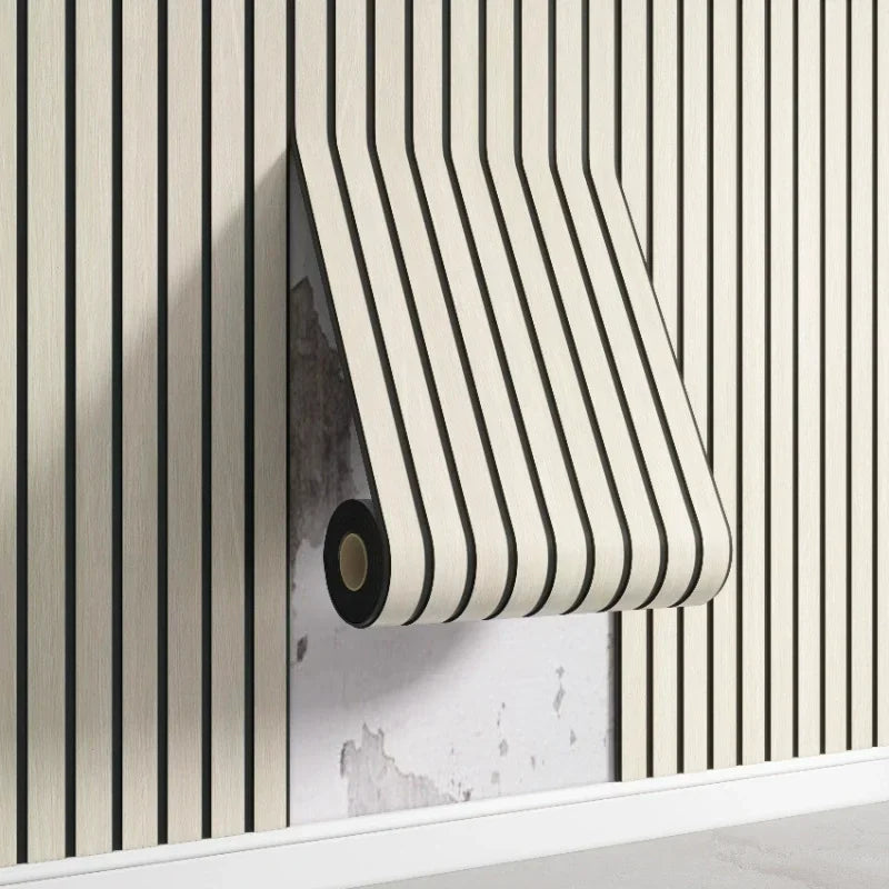 Papel de Parede 3D Grade Geométrica Autocolante — Textura Arquitetônica Impermeável para Sala