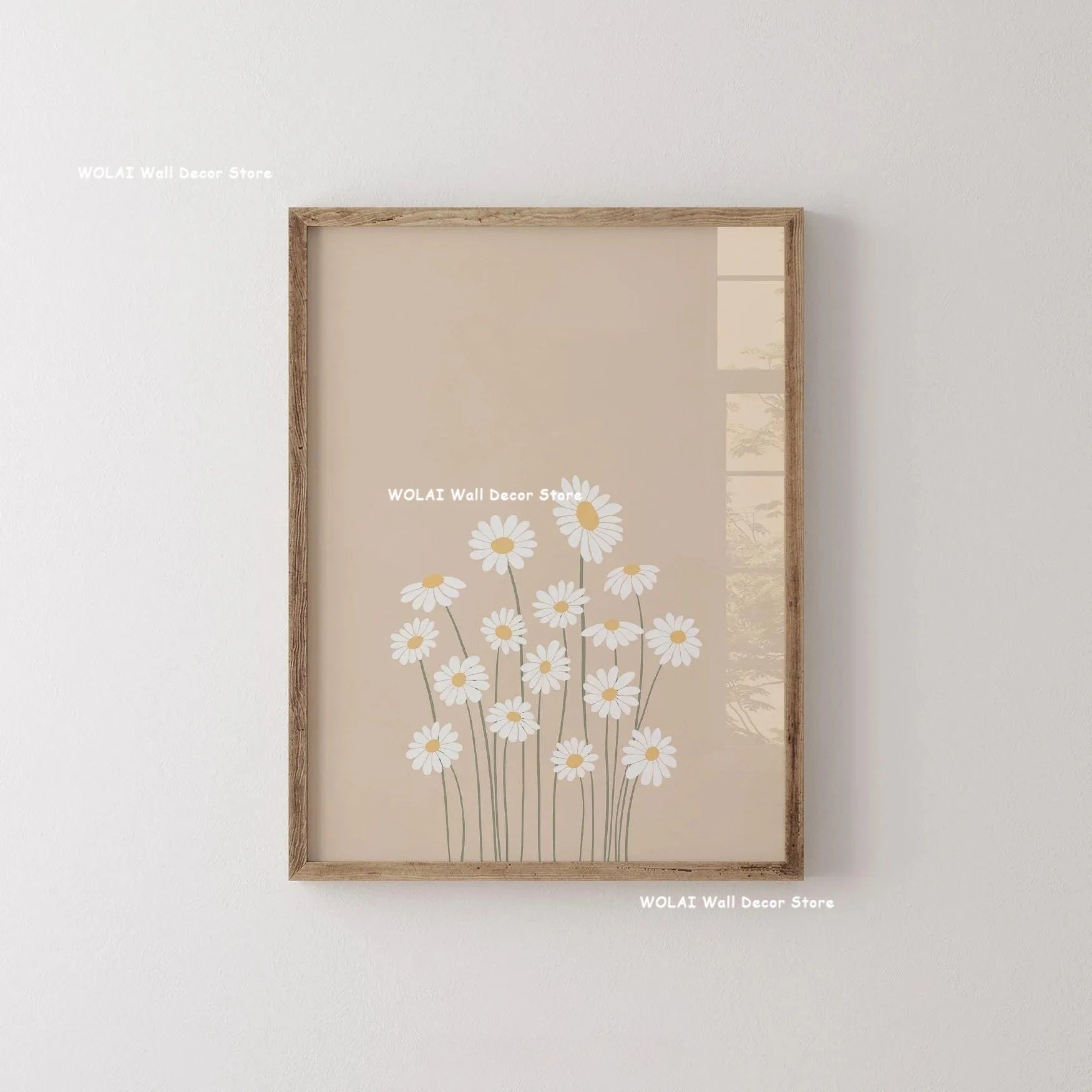Quadro Decorativo Plantas Bege e Preto — Arte Floral Minimalista para Sala