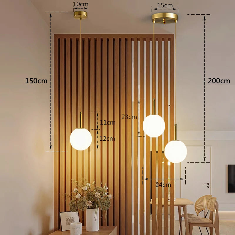 Pendente LED Globo de Vidro — Luminária Nórdica para Quarto e Sala
