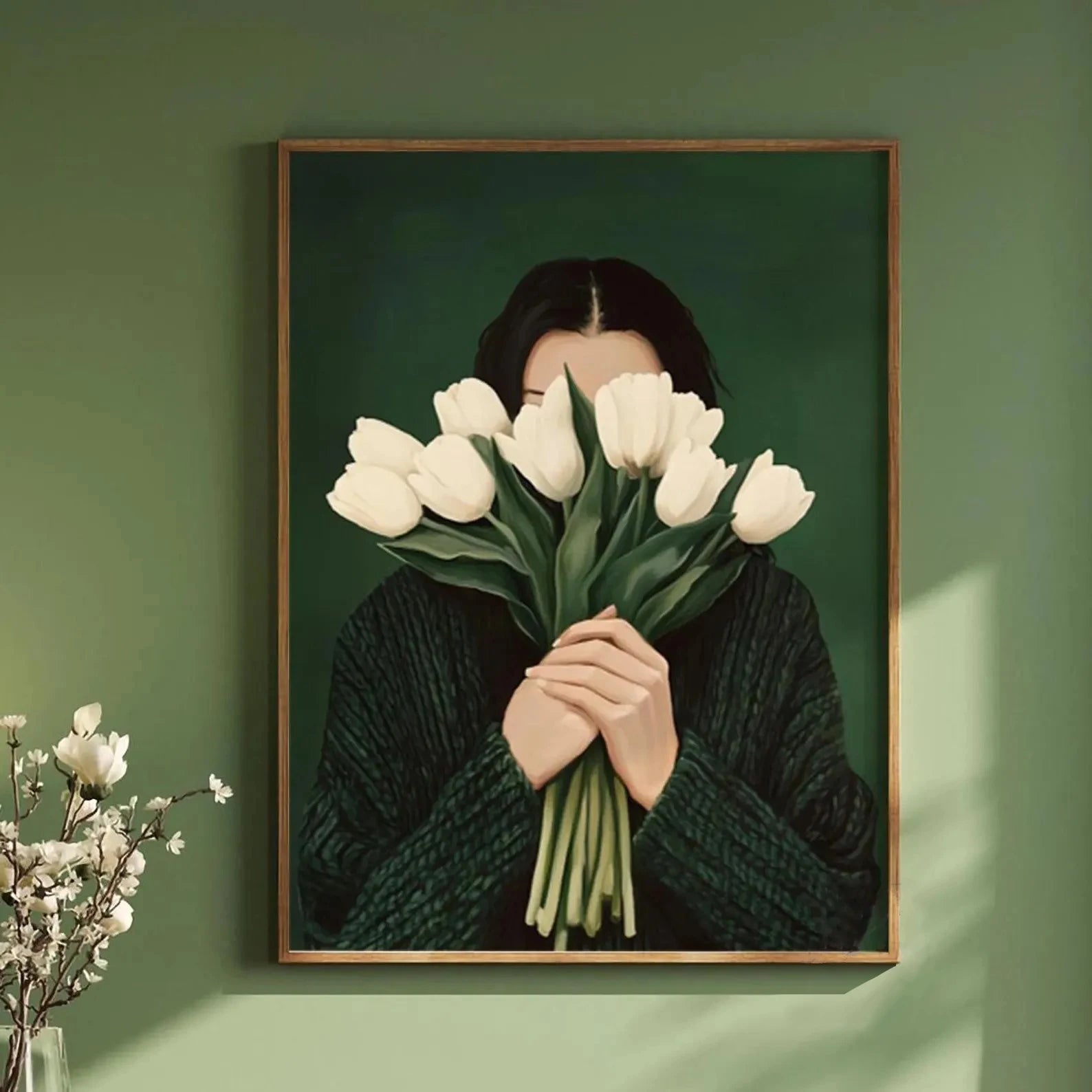 Quadro Decorativo Figuras Verdes Abstratas — Arte Minimalista para Sala