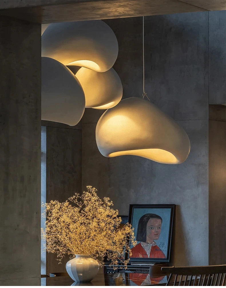 Lustre LED Estilo Wabi Sabi E27 — Pendente para Sala de Jantar, Quarto e Bar