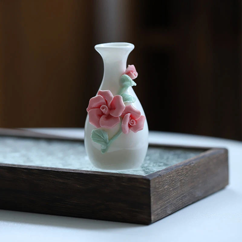 Vaso Cerâmica Mini Chinês Retrô — Porta-Palito e Porta-Hastes Decorativo