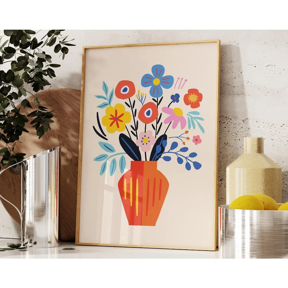 Quadro Decorativo Floral Bege Retrô sem Moldura — Arte Botânica para Sala