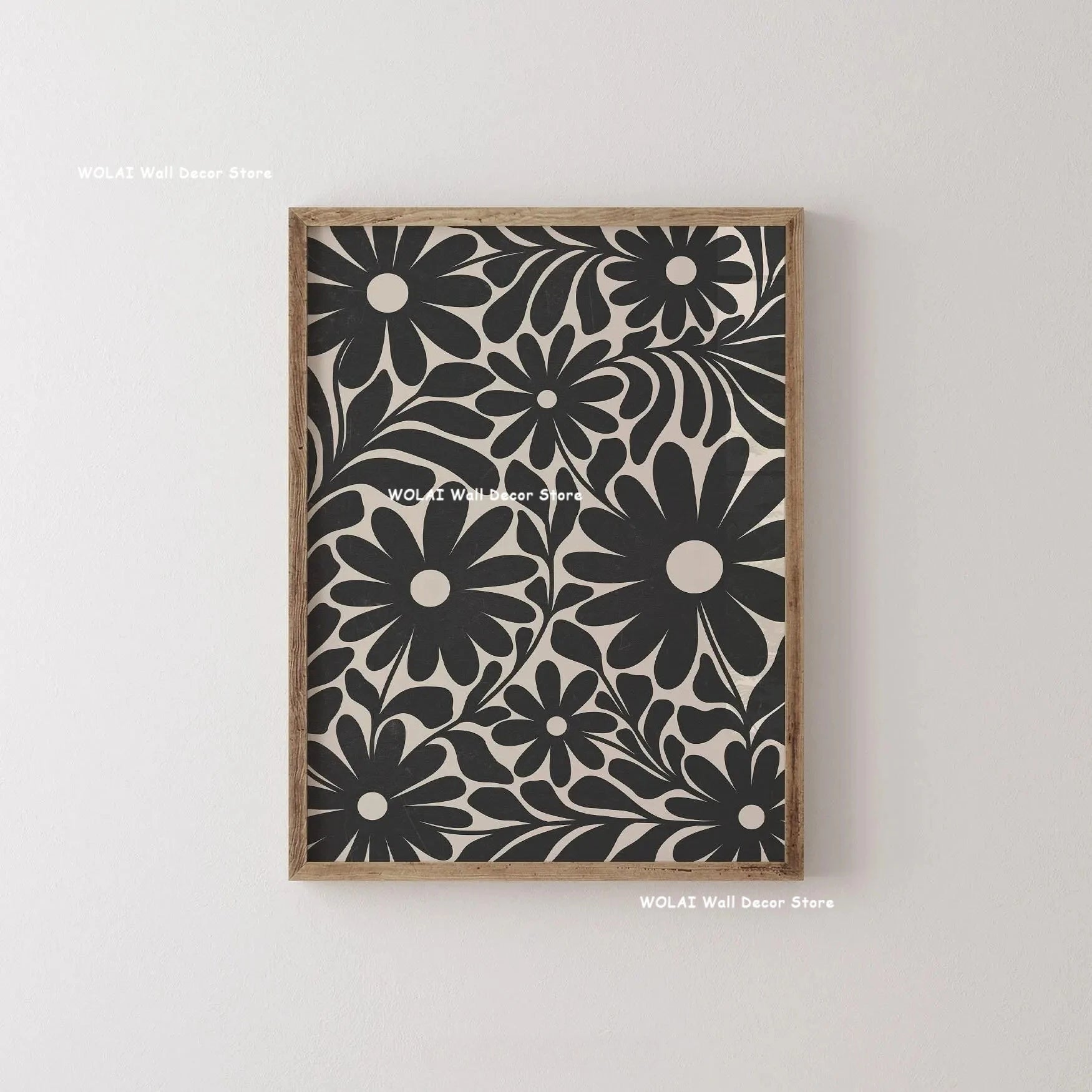 Quadro Decorativo Plantas Bege e Preto — Arte Floral Minimalista para Sala