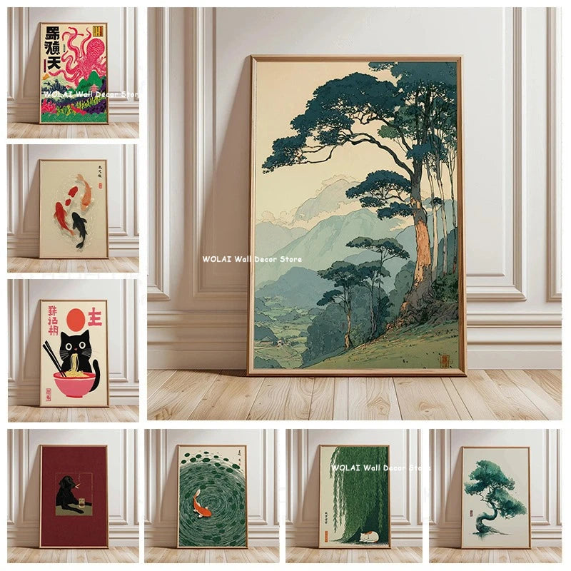 Quadro Decorativo Floresta Japonesa e Carpa Koi Zen — Arte de Águas e Sol para Sala