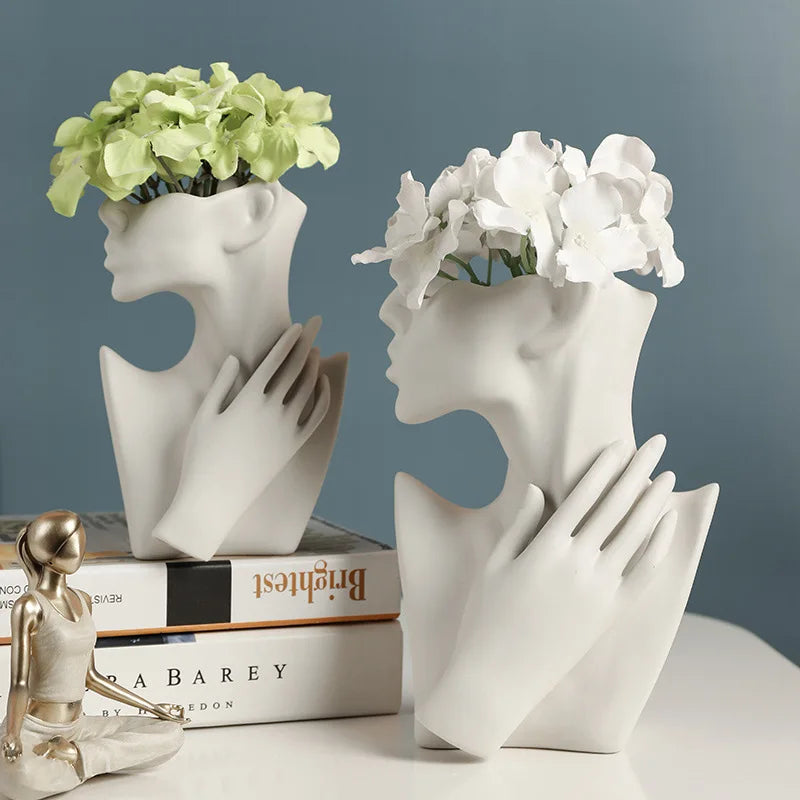 Vaso Cerâmica Corpo Feminino Arte Moderna Nórdico — Decorativo para Flores e Sala