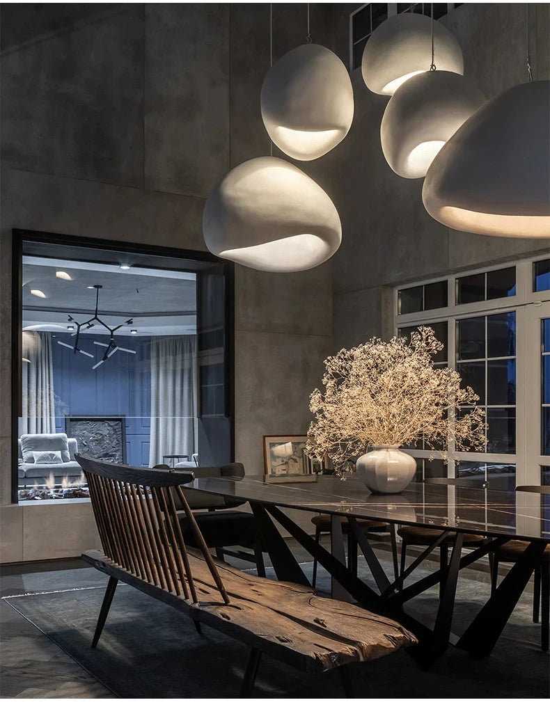 Lustre LED Estilo Wabi Sabi E27 — Pendente para Sala de Jantar, Quarto e Bar