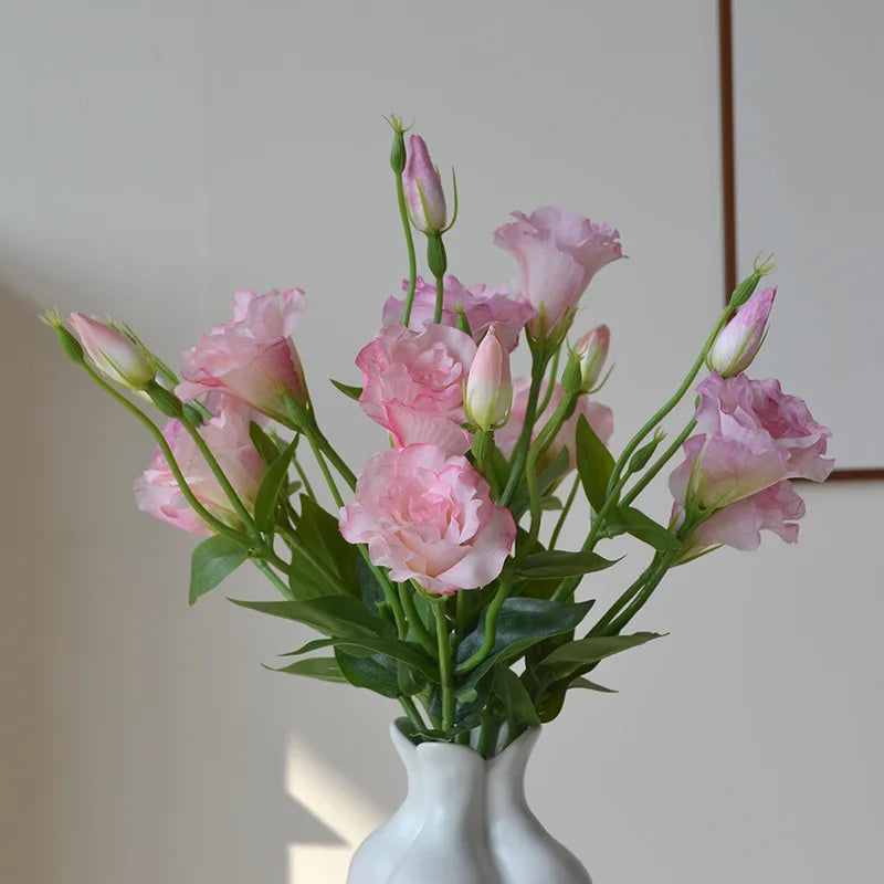 Flores Artificiais Lisianthus — Buquê com 5 Hastes para Decoração, Mesa, Casamento e Festa