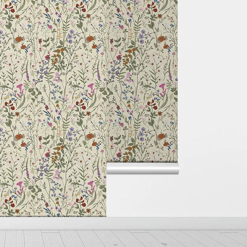 Papel de Parede Floral Amarelo Claro PVC Autocolante — Para Cozinha, Banheiro e Móveis