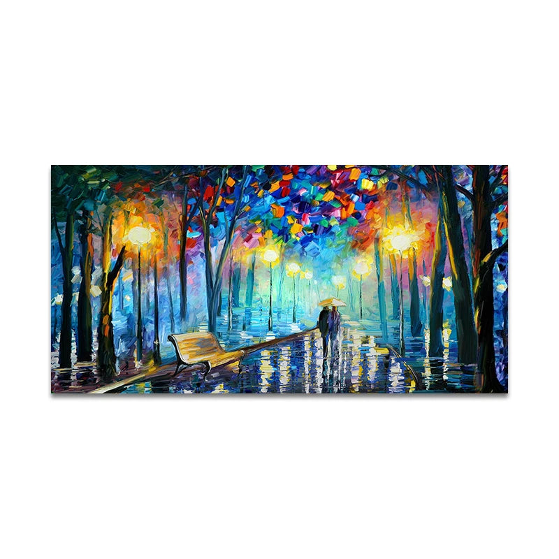 Quadro Decorativo Jardim Chuvoso Colorido — Arte de Paisagem Abstrata para Sala e Quarto