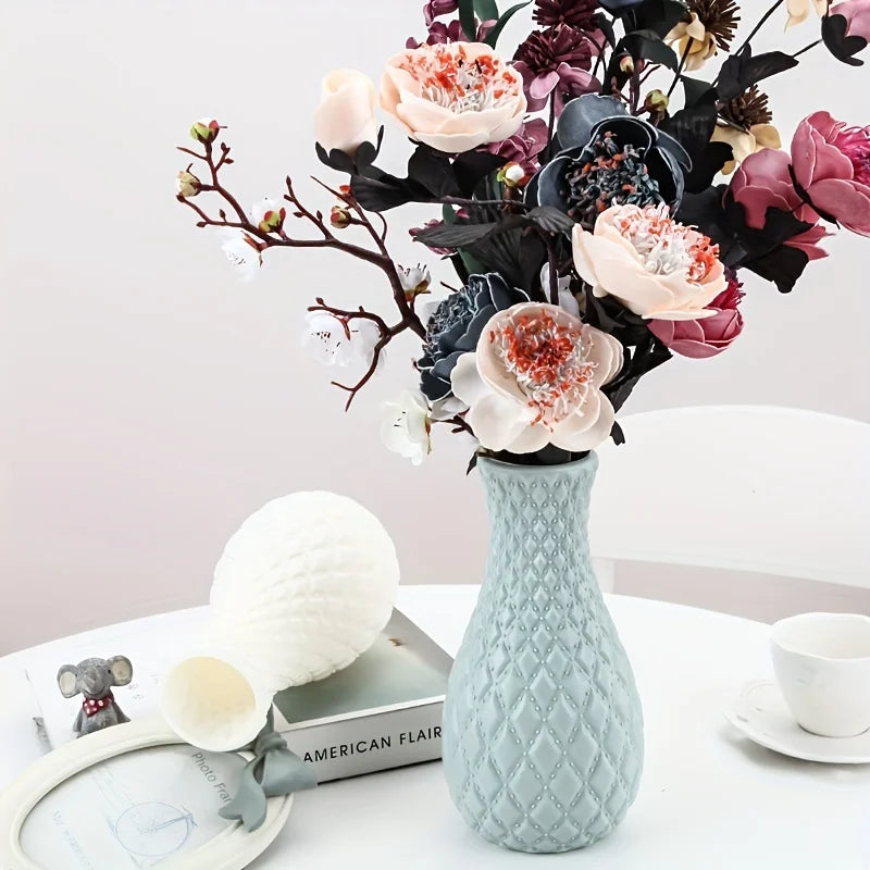 Vaso Plástico Estilo Cerâmica para Arranjos — Decoração Criativa para Sala e Casamento