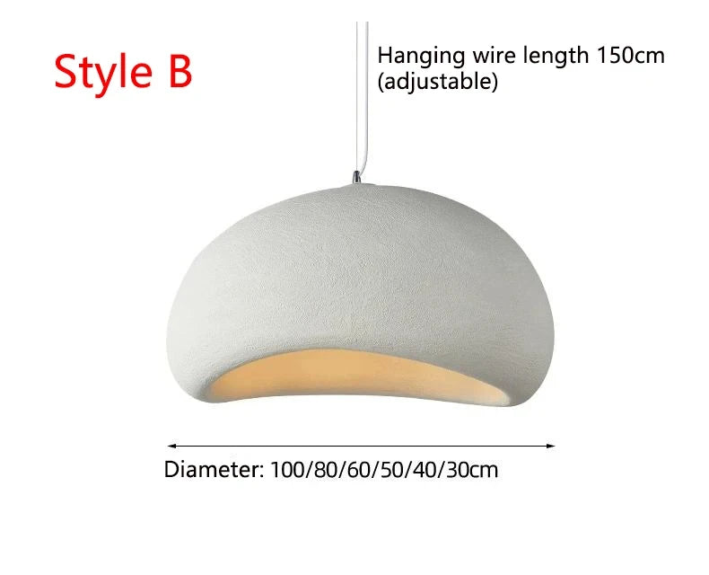 Lustre LED Estilo Wabi Sabi E27 — Pendente para Sala de Jantar, Quarto e Bar