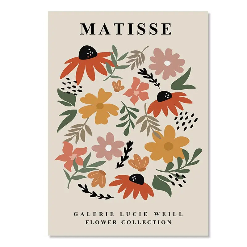 Quadro Decorativo Flores Abstratas — Arte Inspirada em Matisse e Kusama para Sala