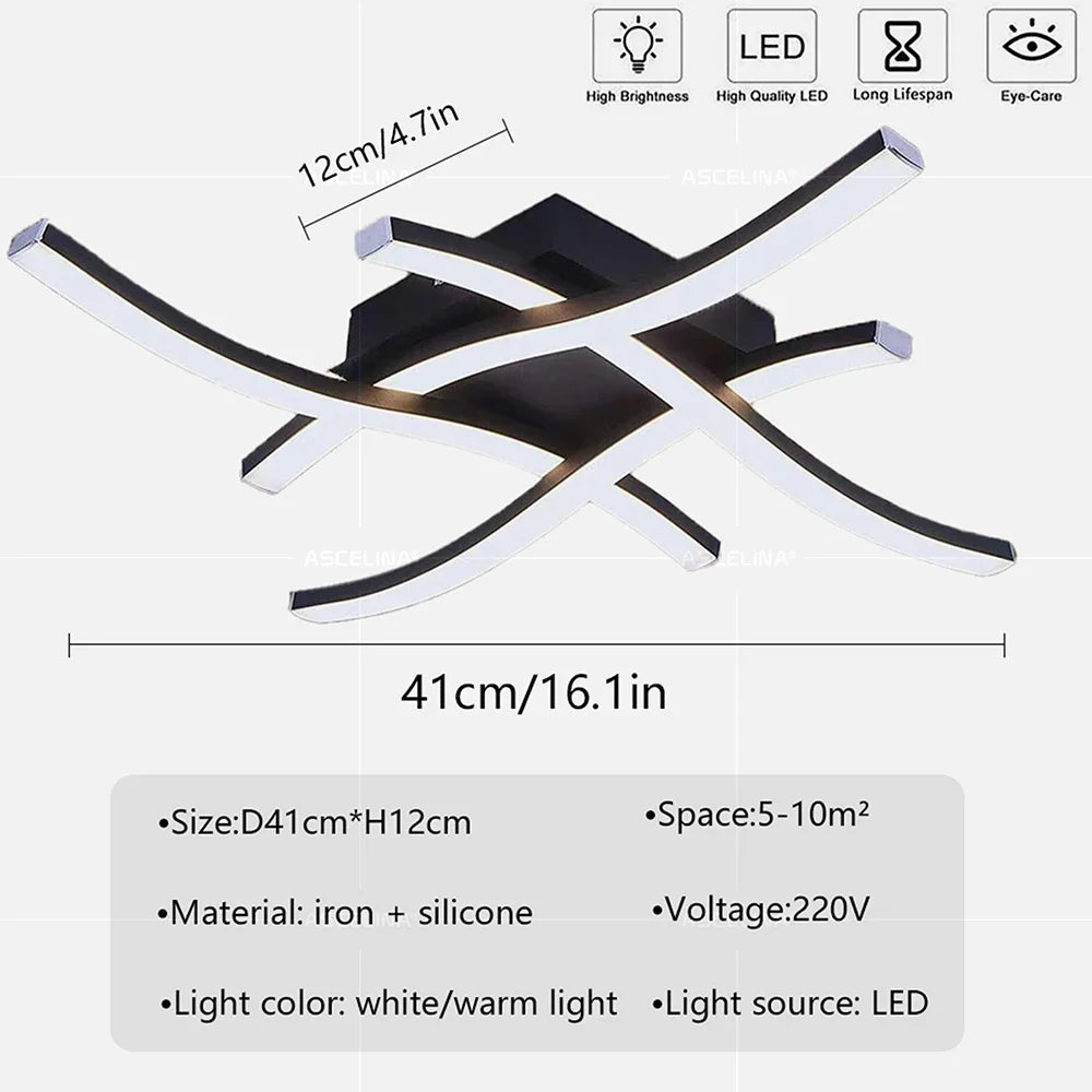 Luminária de Teto LED Onda — Lustre Decorativo para Sala, Quarto e Corredor
